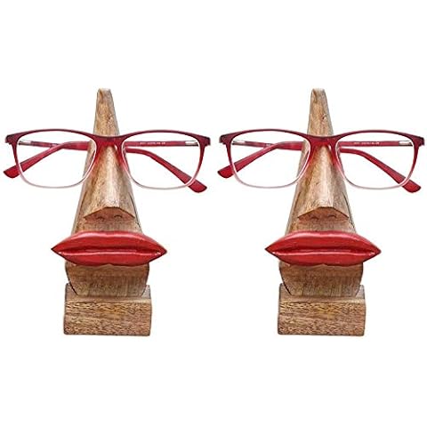 dg DESI GEN Handmade Wooden Home Decorative Nose Shaped Sunglasses/Spectacle Eyeglass Holder Display Stand (Set of 2 Lips) Cover