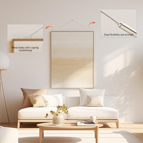 Image of HOME MASTER HARDWARE Adjustable Picture Hanging Wire,2 Pcs Mirror Frame Kit 2m x1.5mm Heavy Duty Stainless Steel Rope for Hanging Pictures,Mirrors,Light Lamp,Hold Up to 44lbs