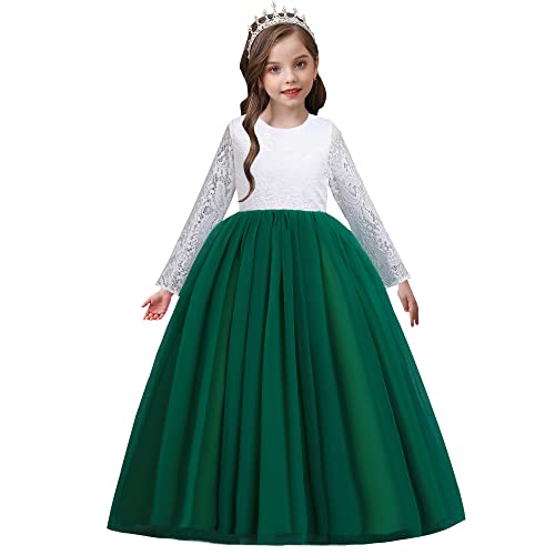 Elegante vestido formal de encaje para niñas en banquetes de gala