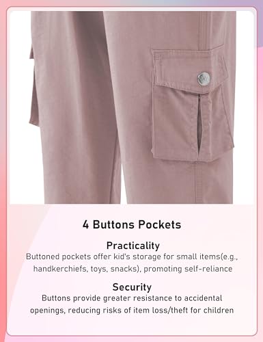 Image of MoFiz Capri Cargo Pants for Girls with Pockets Loose Fit Casual Pant Dressy Lightweight Kids Baggy Parachute Pants for Hiking