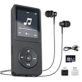 Lecteur Mp3 32go Bluetooth 5.3 avec Haut Parleur HD Intégré, Baladeur Musique sans Perte Hi FI pour Adulte Et Enfant, écran Couleur 1,8 Pouce, Noir