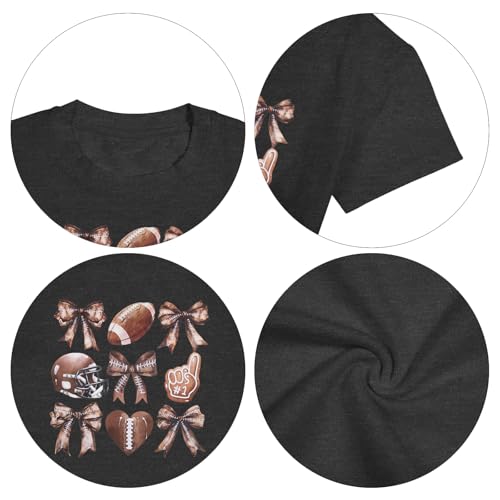 Image of JINTING Football Shirts for Boys Girls Game Day Tshirt Toddler Football Season Tee Kids Bow Coquette Tops