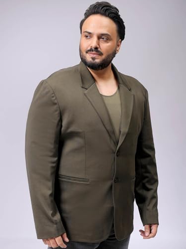 Image of Hardsoda by The Indian Garage Co Men Plus Size Comfort Fit Solid Single Breasted Knitted Blazer