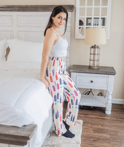 Wine Life Pajama Lounge Pants - Comfy Silk PJ Bottoms for Women and Men - Wine Bottle Pajama Lounge Pants3