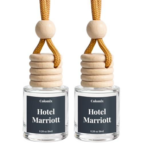 Car Air Fresheners, Colomix Hanging Car Freshener Diffuser Inspired by Hotel Marriott, Long lasting Car Odor Eliminator 2 Packs, Car Freshener Accessories for Rearview Mirror