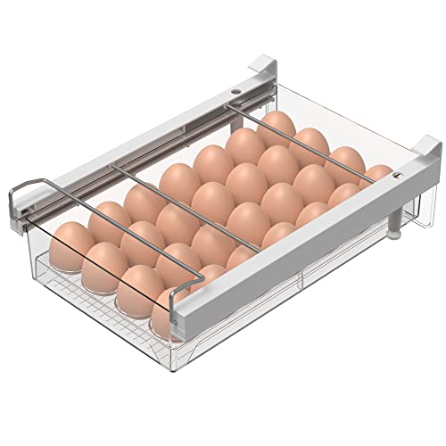 vacane Large Refrigerator Drawer with Removable 28 Grid Egg Tray, Clear Egg Drawer for Fridge Organizer Bins, Fridge Storage Container Under Shelf Holder for Fruit,Vegetable,Meat,Cheese by vacane - Used condition - US$32.21