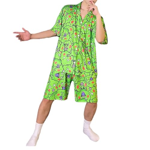 Mob 100 - Dimple Unisex Cute Piece Pajamas Novelty Green Pajama Set