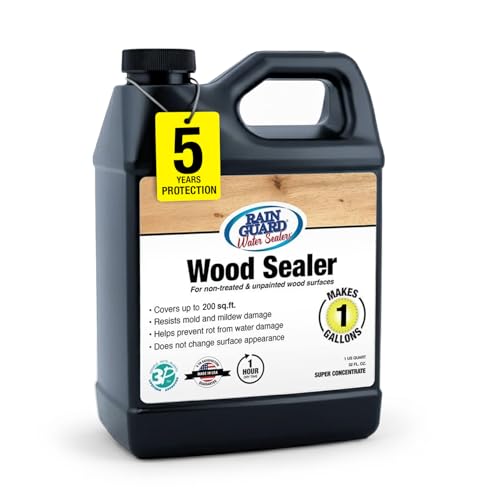 Rain Guard Wood Sealer Concentrate SP-8001 | Makes 1 Gallon | Protects Wood from Water Damage, Rotting, and Stains | Water Based Silane/Siloxane | Eco-Friendly | VOC-Free | Natural Finish