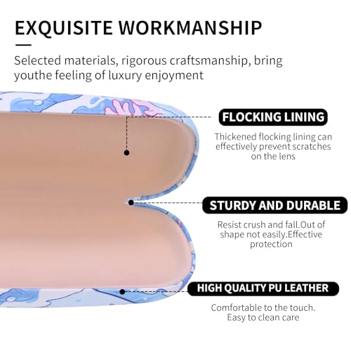 Image of PERFECTSIGHT Hard Shell Eyeglasses Case, PU Leather Protective Glasses Case, Cute Eyeglass Case for Women Men Girls