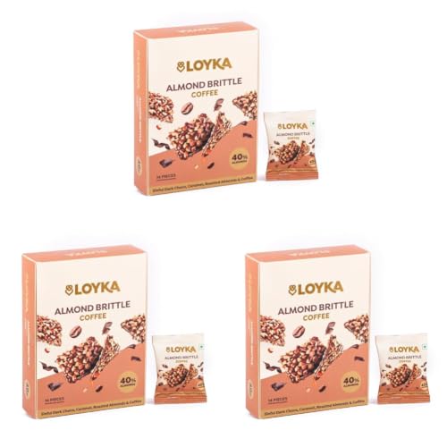 Image of LOYKA Almond Brittle Coffee Choco Box-14 Pcs Premium Chocolate Gift Hamper Choco & Nut Dryfruit Delicacy Roasted California Almonds (40%),Dark Choco,Salted Caramel & Coffee Any-Time Snack,204 Grams