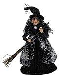 Windy Hill Collection 18" Silver & Black Tabletop Fabric Halloween Fall Harvest Witch Collectible Figure Figurine 918003