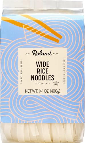 Roland Foods Wide Rice Noodles, Specialty Imported Food, 14.1 Ounce Bag, Pack of 1