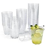 WEFHEF 100PCS Vasos de Plastico Duro 200ml, Vasos de Plástico Reutilizables y Irrompible, Vasos Plásticos Transparentes y Apilables para Agua, Zumos y Bebidas, para Cumpleaños, Bodas, Fiesta