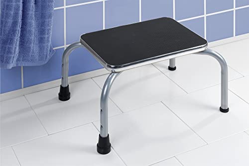 Maximex Sicherheits-Tritt SECURA - Rutschsicherer Haushaltstritt, pulverbeschichtetes Metall, 26.5 x 78-98 x 32 cm, Grau