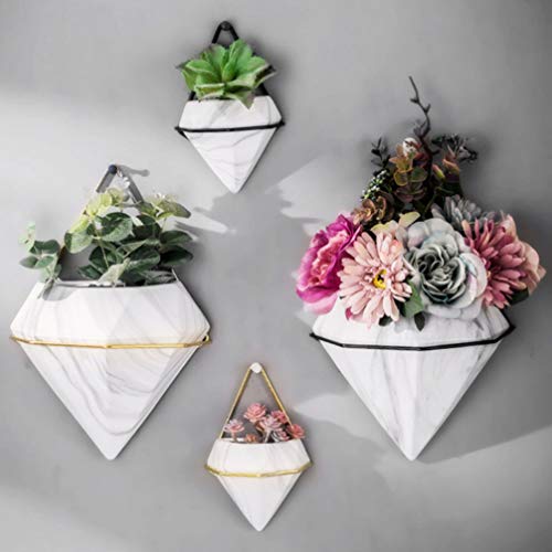 Didiseaon Triangle Wall Planter Marble Diamonds Shape Wall Hanging Flower Pot Wall Mounted Plant Holder Vase For Home And Office #TOP2