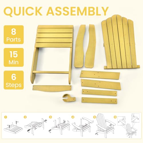 ORALNER-Outdoor-Adirondack-Chair-with-Cup-Holder-Plastic-Resin-Outdoor-Deck-Chair-380-LBS-Capacity-for-Patio-Backyard-Porch-Balcony-Poolside-Garden-Lawn-Firepit-1-Yellow ORALNER Outdoor Adirondack Chair with Cup Holder Plastic Resin Outdoor Deck Chair 380 LBS Capacity for Patio Backyard Porch Balcony Poolside Garden Lawn Firepit 1 Yellow