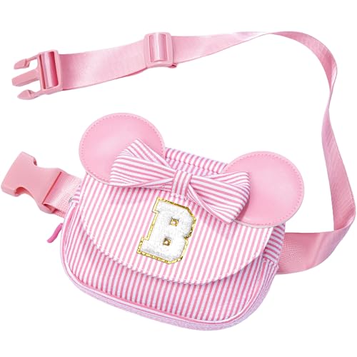 Image of Birthday Gifts for Granddaughter 3 4 5 6 7 8 9 10 11 12 13 Year Old Kids Girls | Initial Fanny Pack for Girls Kid Gift Christmas Gifts for Grandkids | Pink B