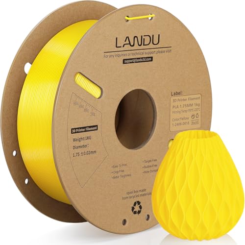 LANDU PLA Filament 1.75mm Yellow 1KG, 3D Printer Filament 1kg Cardboard Spool(2.2lbs),...