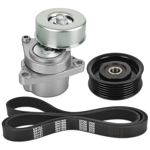HYR Serpentine Belt Kit Fit for Nissan 2008-2013 Rogue 2.5L L4, 2014-2015 Rogue Select 2.5L L4, belt tensioner kit with belt and idler pulley