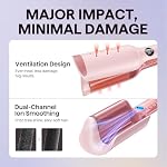 Wavytalk Power Wave Hair Crimper Curling Iron, Hair Curler for High-Volume Waves, Ventilation Design for Less Damage, Ionic Reduces Frizz, Effortless-Waver, Dual Voltage Hair Waver, Pink