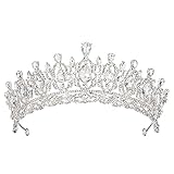 AW BRIDAL Queen Crown for Women, Crystal Tiaras and Crowns for Women, Wedding Crown for Bride Princess Headpieces for Halloween Costume Party Prom Quinceanera Birthday Christmas, Silver