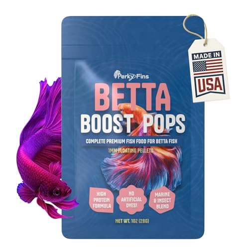 Perky Fins Betta Boost Pops | High-Protein Betta Fish Food Pellets Made in USA | Marine & Insect...