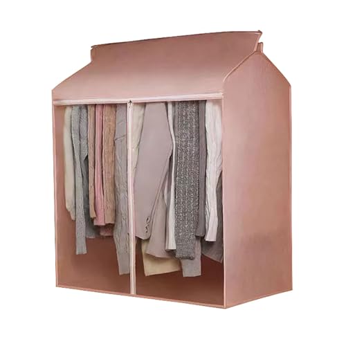 Garment Bags Dust Cover Transparent Window Hanger Protector Hanging Dustproof Garment Protector Zippered for Clothing Closet Rack(Pink,90x60x50cm/35x24x20in)