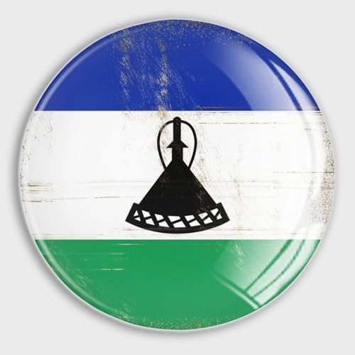 Small Magnets Refrigerator Glass Lesotho Flag National Flags Patriotic Round Fridge Magnets Magnetic Stickers for Refrigerator Holiday Mailbox Garage Door School Decor Travel Souvenirs