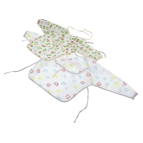 HAMPPLIES 2piezas Monos Impermeables De Manga Larga Para Bebés Baberos Para Comer y Dibujar Protección Contra Salpicaduras Casa y Actividades Creativas