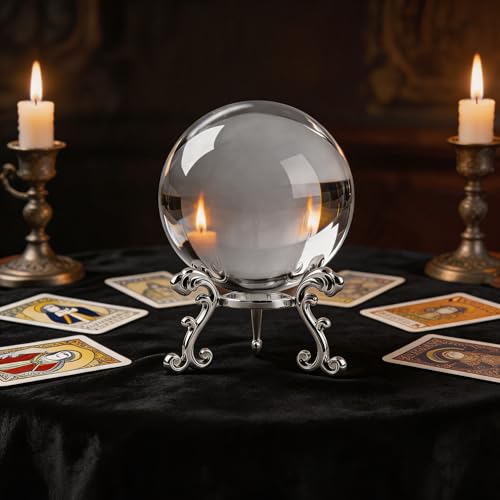 Image of ZEERSHEE 3.9in Crystal Ball with Stand, Photography Prop for Decor | Premium K9 crystal Polished for exceptional clarity Includes display stand and gift box Ready to display