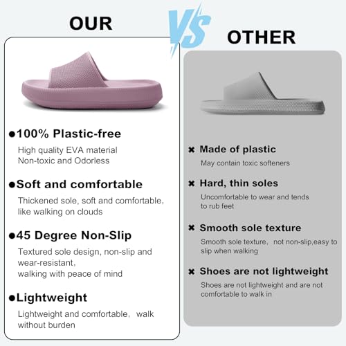 Vavobis Sliders Cloud Slippers Women Men Lightweight Slippers Cloud Sliders Non-Slip Flip Flops With Thick Sole For Bathroom Pool Beach House Waterproof Indoor/Outdoor，Blush，5.5-6 Uk - 7