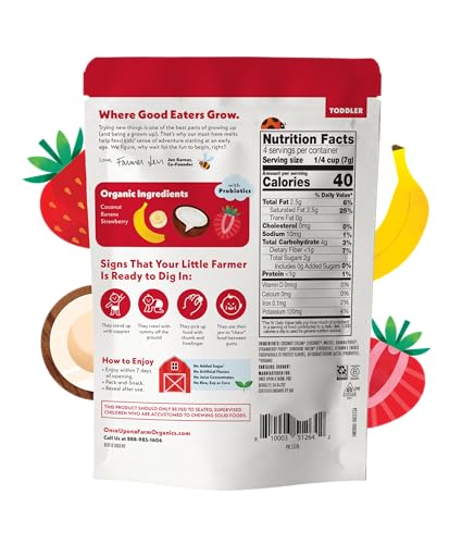 once upon a farm organic coconut melts with probiotics strawberry banana dairy free non gmo kosher 1 ounces pack of 8