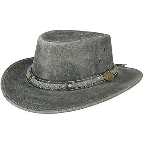 Scippis William Leather Hat Cowboy Outback (L (58-59 cm) - Black) Cover