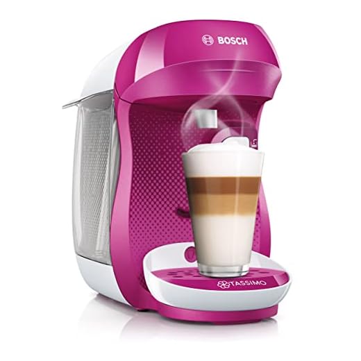 Bosch Hogar TAS1001 TASSIMO Happy Cafetera de cápsulas, 1400 W, Color Rosa/Blanco