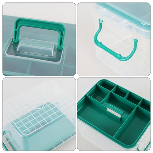 Image of Plastic Divided First Aid Storage Box Kit, Portable Handled Medicine First Aid Box, Medicine Basic Organizer Holder