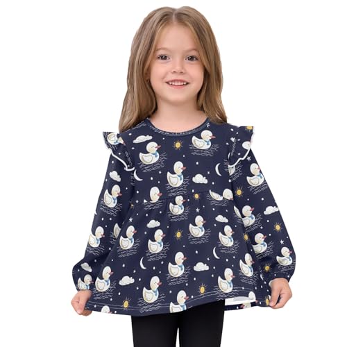 Cute Duck Cloud W Girls Shirts Cotton Long Sleeve Ruffle Toddler Tee Tops3