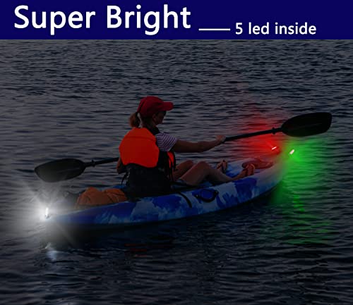 Amzonly Led Navigation Lights Kit For Boat Kayak, Stern Lights Battery Operated, 4Pack Rechargeable Led Lights For Night Kayaking, Bike Tail Light, 4 Light Mode Options, 2Pcs Safety Whistle Included #TOP1