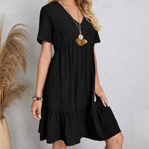 Robe ample décontractée rouge XXL à taille élégante et fluide