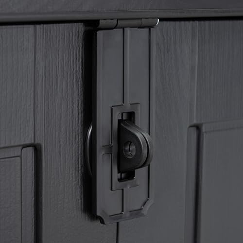 Koll Living Mülltonnenbox Soraya mit 775 Liter aus Kunststoff in Holzoptik – abschließbar, wetterfest, UV-beständig, mit Gasdruckfedern – Schwarz/Grau