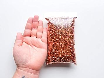 Red Metallic Crispy Bingsu Beads for Crunchy Slime, Iridescent Straw Beads, 3D Glitter, Slime Supply 25 Gram Bag