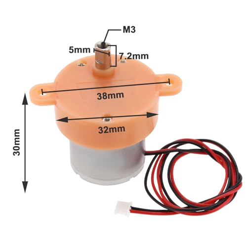 EMSea 2Pcs Kleiner Untersetzungsmotor 3rpm Langsam Laufender Getriebemotor 3-12V DC Langsam Laufender Geräuscharmer Getriebemotor für Projektionslampen Sternenlampen Spielzeug Und Kunsthandwerk