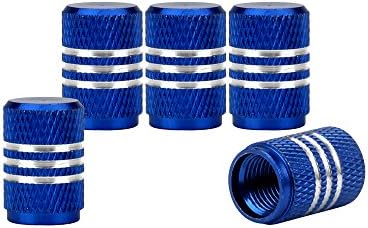 Senzeal 5X Aluminum Car Tire Valve Stem Caps Round Style Air Covers Blue