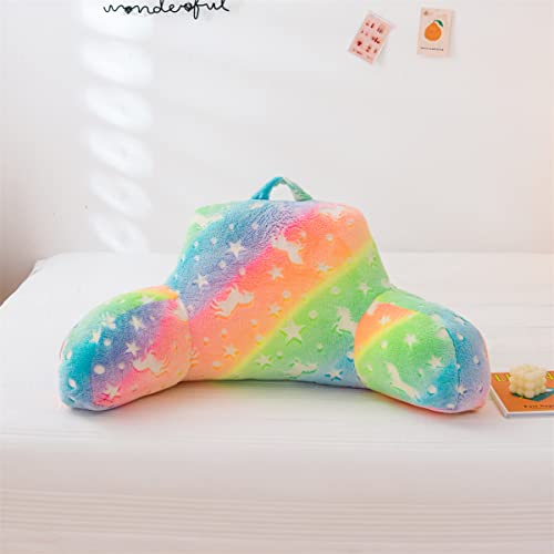 Holawakaka Glow In The Dark Bed Rest Pillow With Arms,Glitter Stars Unicorn Rainbow Reading Pillows Perfect For Adults,Teens,Kids,Pregnancy Lumbar Head Neck Coccyx Lower Back Support Cushion #TOP2
