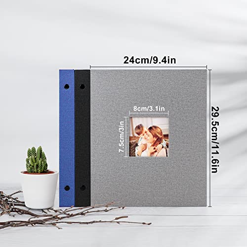 Lanpn Photo Album 8.5X11 8.5 X 11 8X11 50, Linen Hard Cover Acid Free Slip Slide In Photo Albums Sleeves Holds 50 Top Load Vertical Only 8.5X11 8.5 X 11 8X11 Pictures (Blue) #TOP2