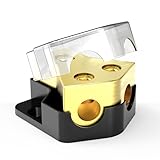 Distribution Block Car Audio, 2 Way Power Distribution Block 0/2/4 Gauge in 4/8/10 Gauge Out Amp Power Distribution Block Car Audio Splitter for Vehicles Boats