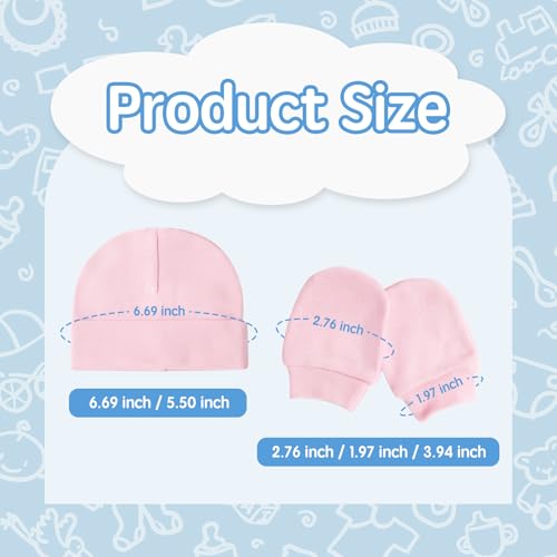 Baby Hats with Scratch Mittens Set Boys Girls Cute Infant Beanie Caps Unisex Newborn Hospital Hats for Baby3