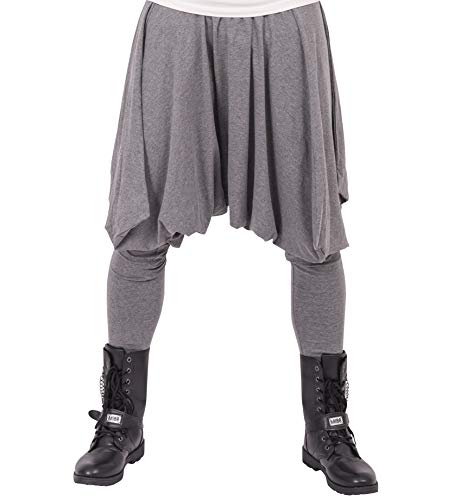 ellazhu Men Baggy Casual Elastic Waist Yoga Low Crotch Harem Pants GYM22 Grey M