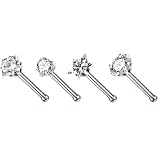 4PCS Surgical Steel Heart Nose Ring Stud Pack Star L Shape Nose Piercing Stud Set Square Nose Rings Set Piercing Nariz Lote Nice processing