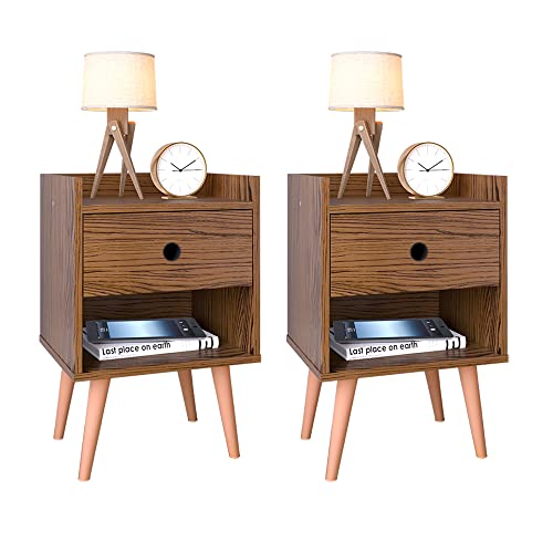 Mesa de Cabeceira Retrô com 1 Gaveta Quarto Lateral de Cama Decore/Gaveteiro Escritório (Freijo)