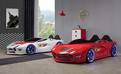 Preisvergleich Produktbild Autobett in Rot Luxury mit LED Beleuchtung